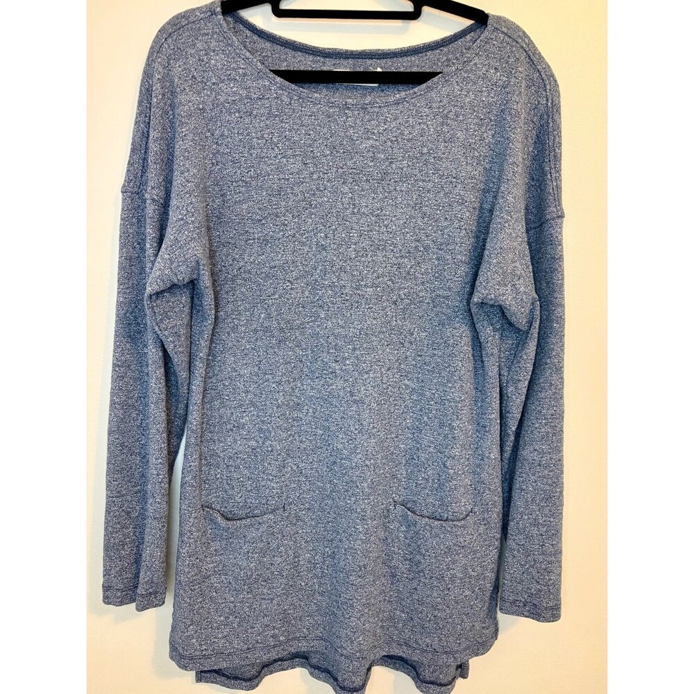 UGG Blue Heather Tunic Sweater Top Side Slit Pockets Small